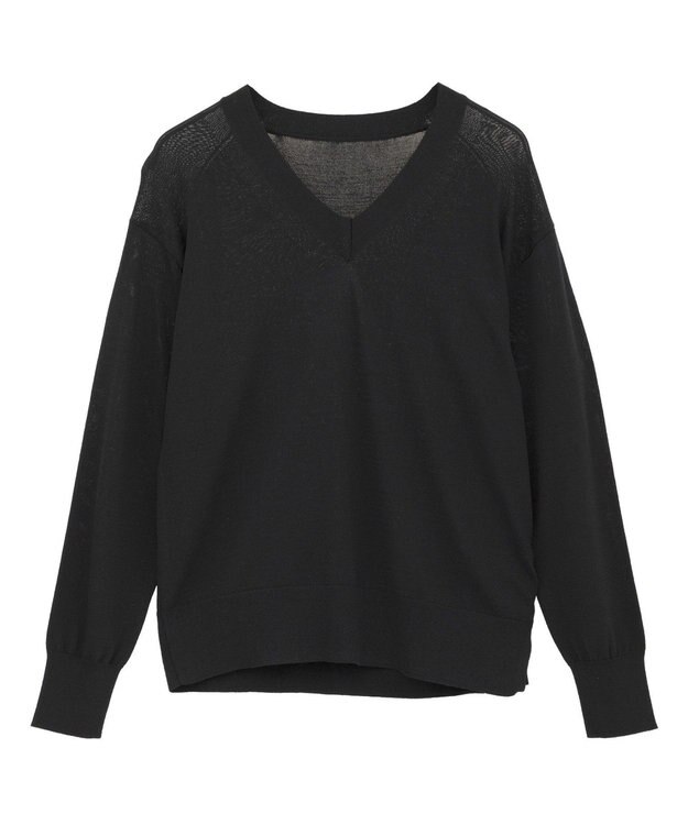 YECCA VECCA Vネックスリットニット Black