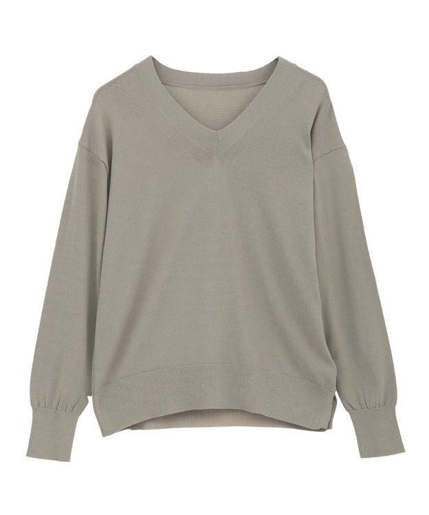 YECCA VECCA Vネックスリットニット Gray Beige