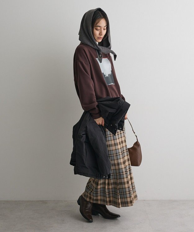 CRAFT STANDARD BOUTIQUE フロントプリーツスカート Check Gray