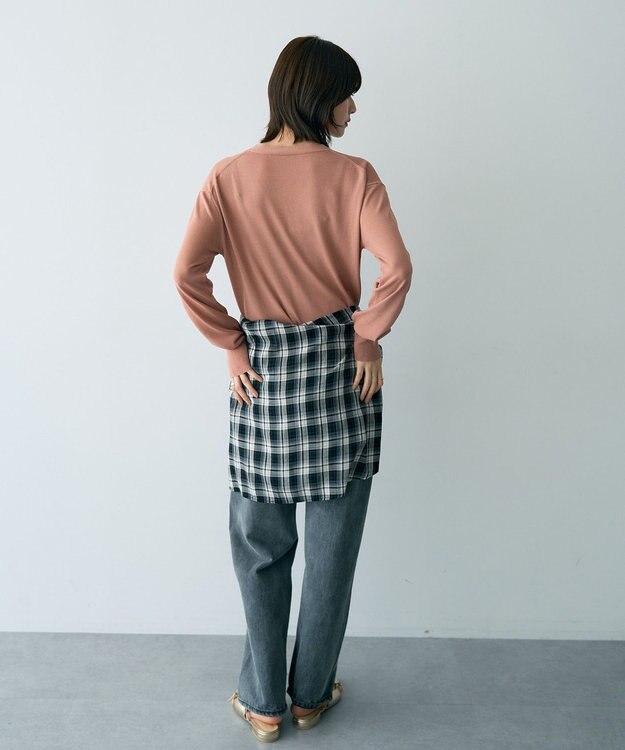 YECCA VECCA Vネックスリットニット Pink