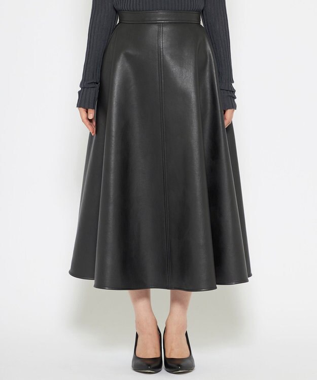 uncrave 【手洗い可】ウォッシャブルエコレザー スカート（uncrave WHITE） ブラック