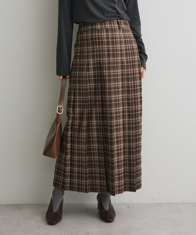 CRAFT STANDARD BOUTIQUE フロントプリーツスカート Check Brown