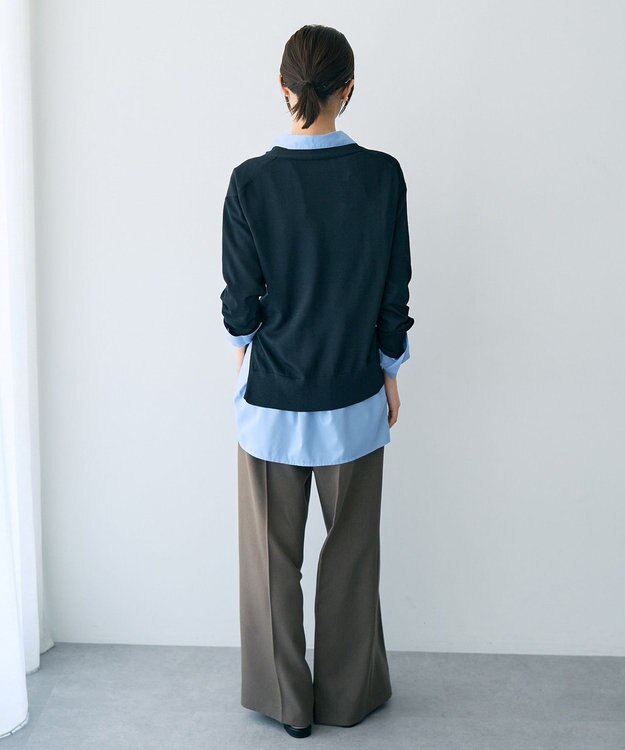 YECCA VECCA Vネックスリットニット Black