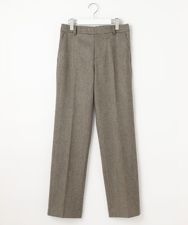 J.PRESS LADIES 【セットアップ対応】ウールストレッチツイード ストレート パンツ ダークブラウン系