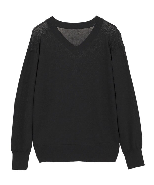 YECCA VECCA Vネックスリットニット Black