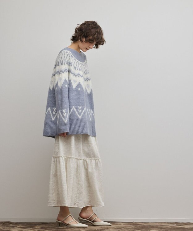 GRACE CONTINENTAL フェアアイルニットトップ ブルー