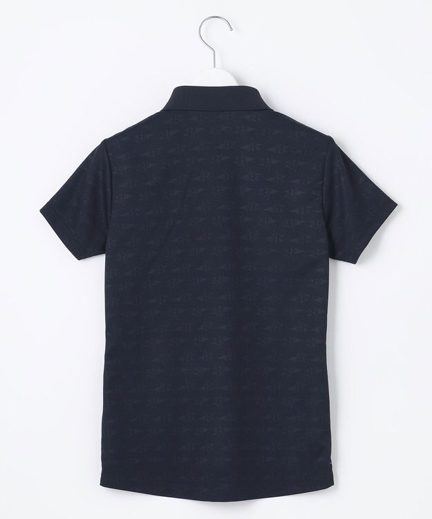 23区GOLF 【WOMEN】フラッグロゴジャガード ポロシャツ ネイビー系