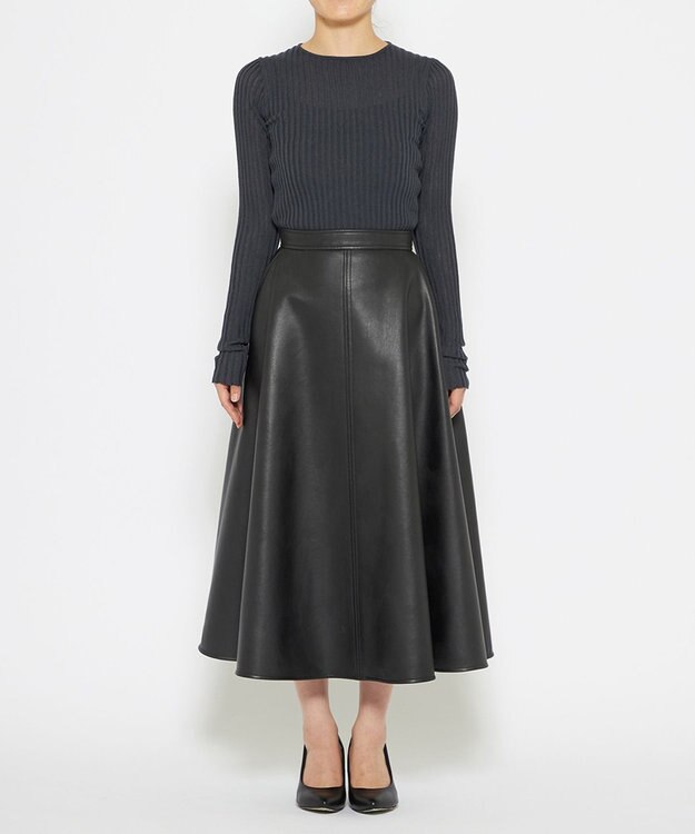 uncrave 【手洗い可】ウォッシャブルエコレザー スカート（uncrave WHITE） ブラック