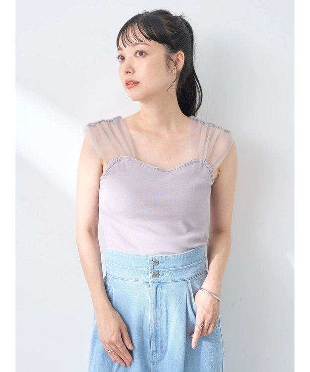 earth music&ecology チュールドッキングカップ付キャミソール Gray