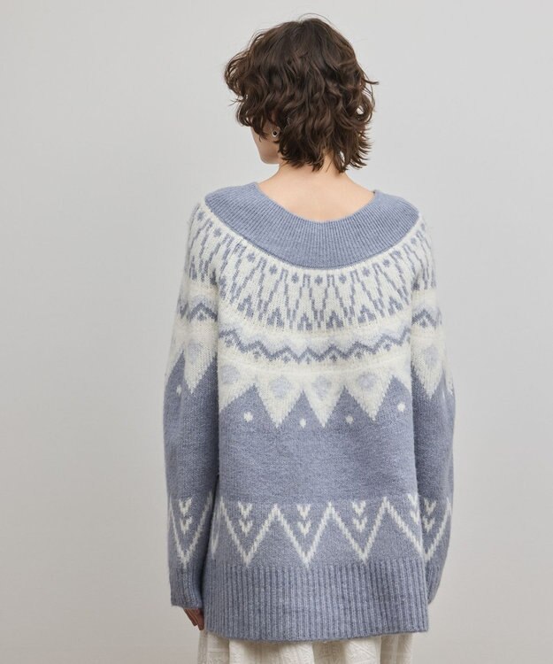 GRACE CONTINENTAL フェアアイルニットトップ ブルー