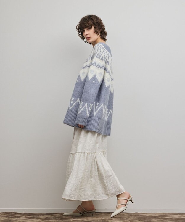 GRACE CONTINENTAL フェアアイルニットトップ ブルー