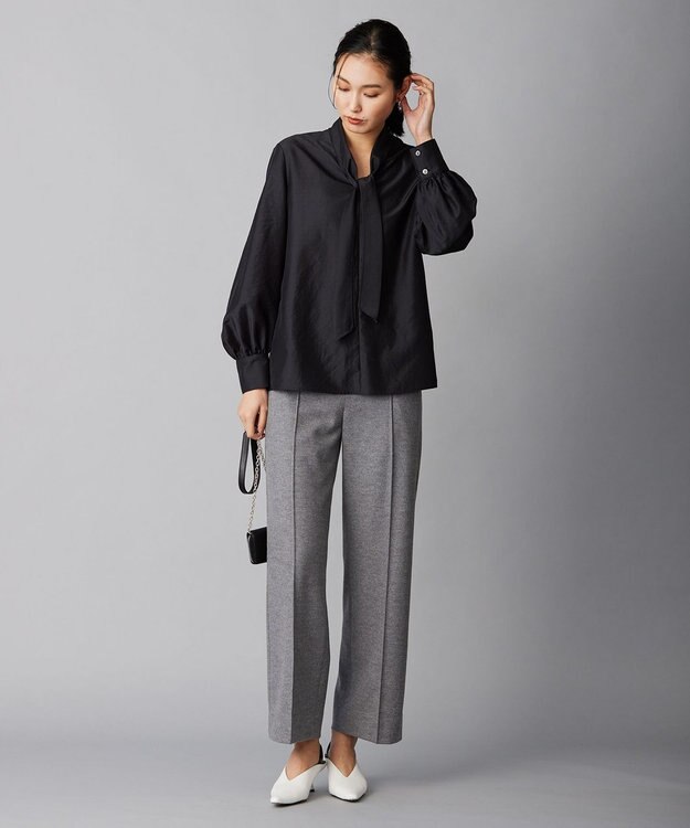 ICB ウールミルドジャージー ワイドストレートパンツ グレー系