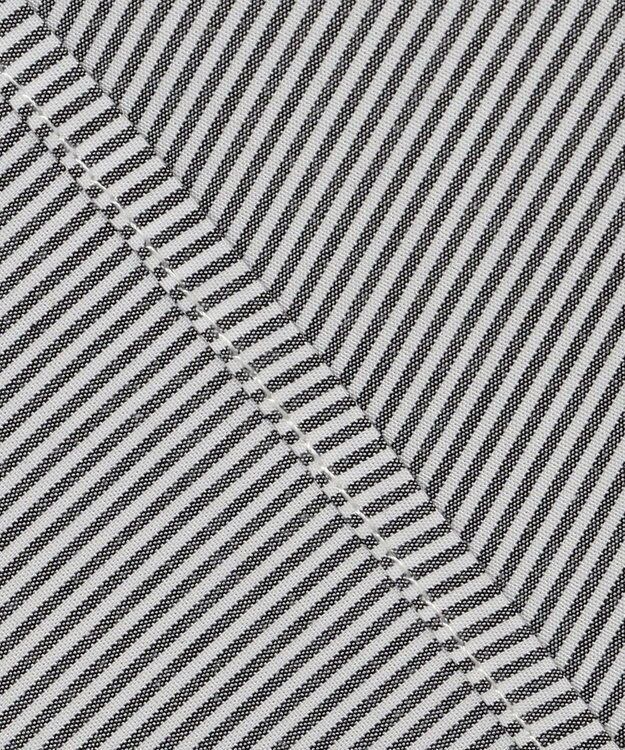 UNFILO ギャザーオーバーブラウス モノトーンストライプ