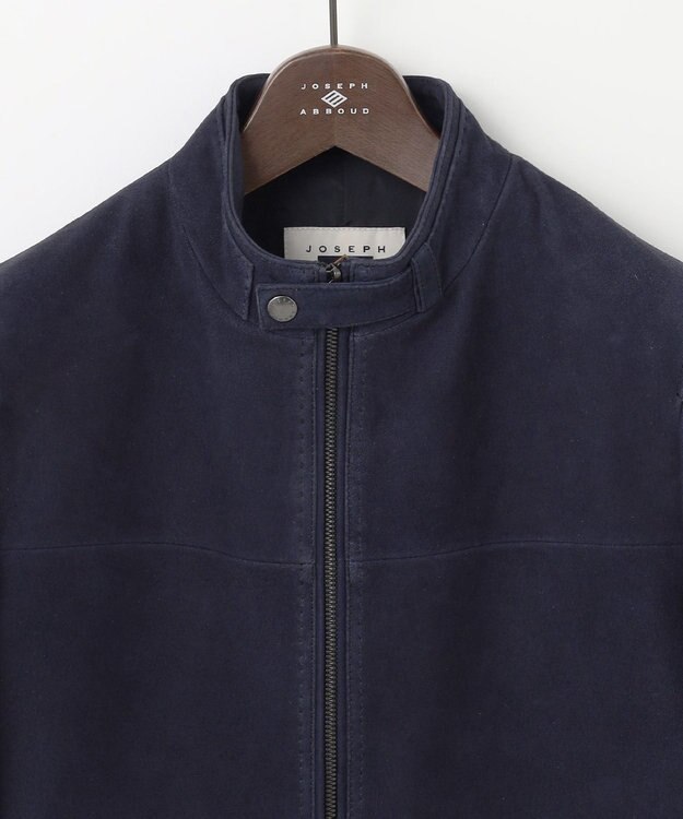 JOSEPH ABBOUD 【キングサイズ・スプリングレザー/スウェード】ゴートスウェード シングル ライダース ネイビー系