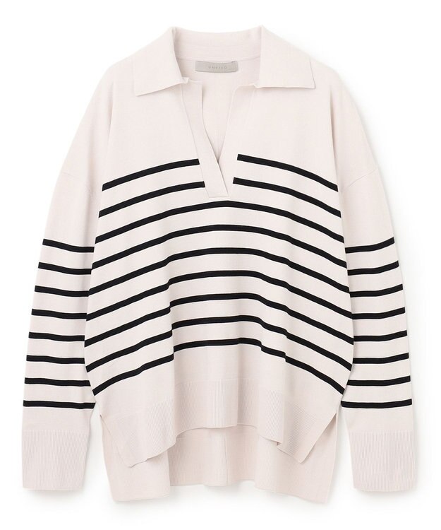 UNFILO マイビューティ スキッパーニット アイボリー×ブラック