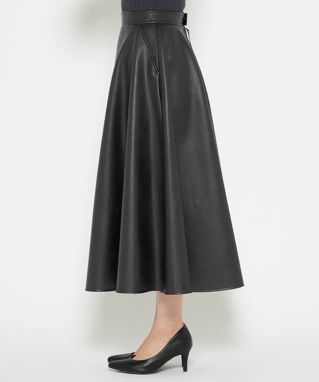 uncrave 【手洗い可】ウォッシャブルエコレザー スカート（uncrave WHITE） ブラック