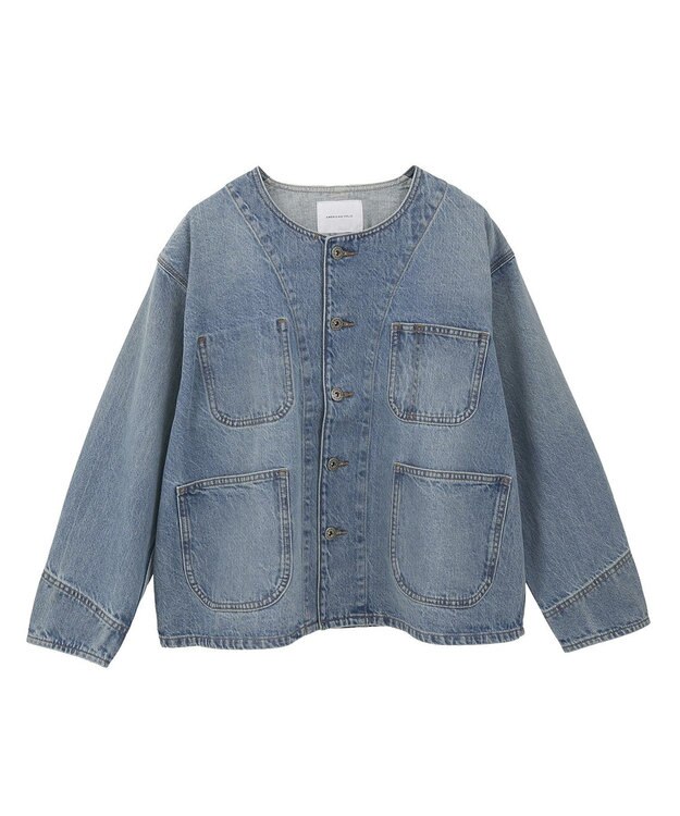 AMERICAN HOLIC ノーカラーデニムカバーオール Light Indigo