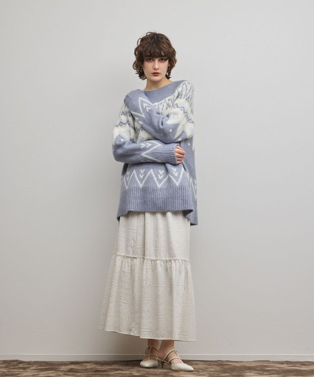 GRACE CONTINENTAL フェアアイルニットトップ ブルー