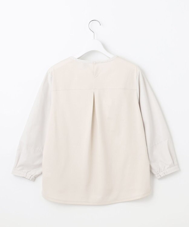 J.PRESS LADIES L プレーティングジャージー タックスリーブ カットソー グレージュ系