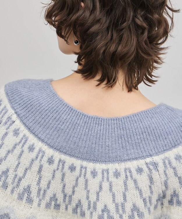 GRACE CONTINENTAL フェアアイルニットトップ ブルー