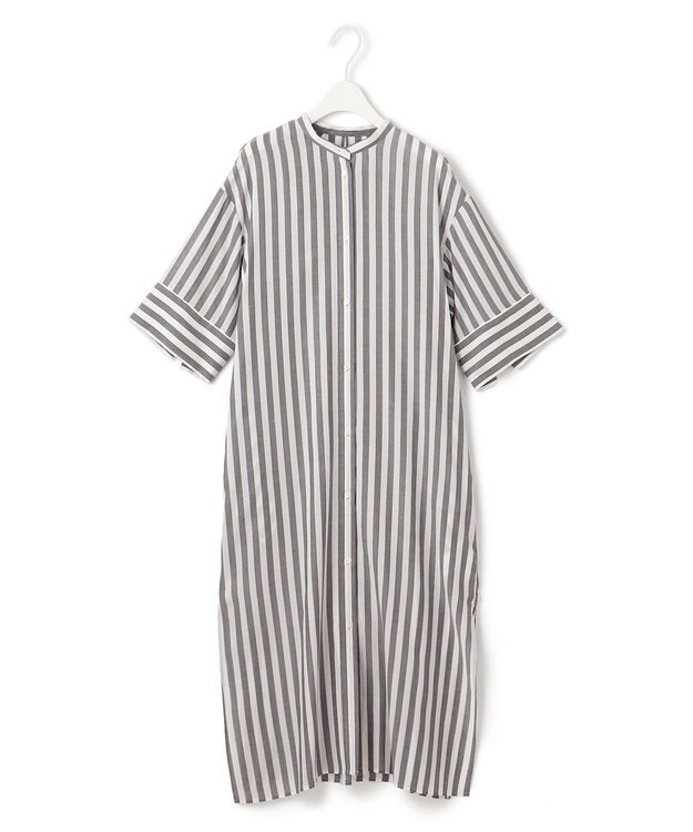 ICB 【接触冷感・洗える】 キュプラローンストライプ ワンピース ブラックストライプ系