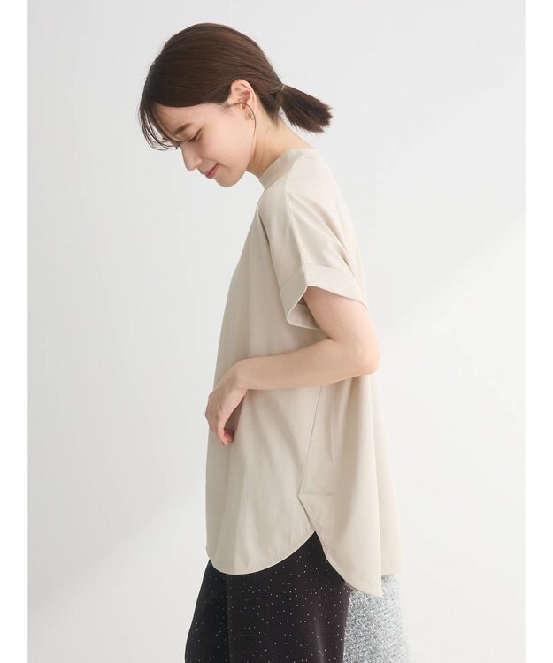 Green Parks 汗染み防止プチハイネックプルオーバー Gray Beige