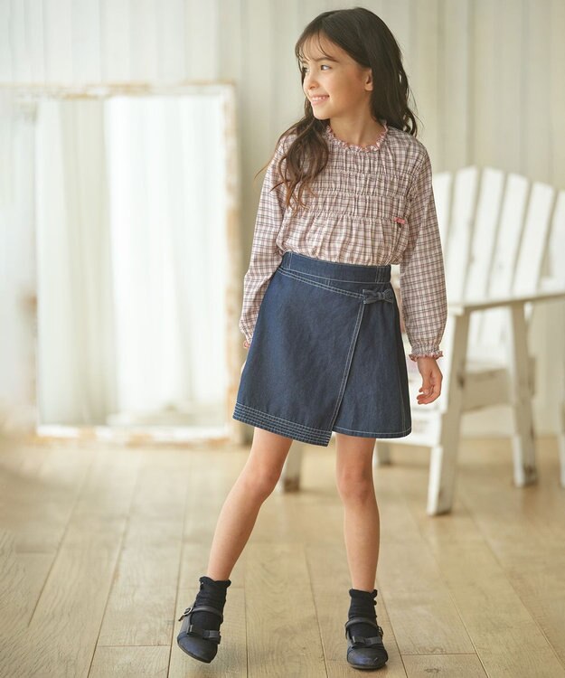 組曲 KIDS 【110-140cm】シャーリングブラウス Tシャツ クロスチェック系5