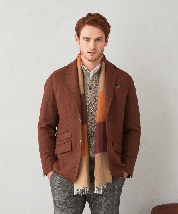 JOSEPH ABBOUD 【リラックスサイズ】ラムウールツィード ジャケット オレンジ系7