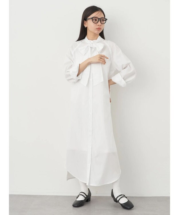 earth music&ecology ボウタイシャツワンピース Off White