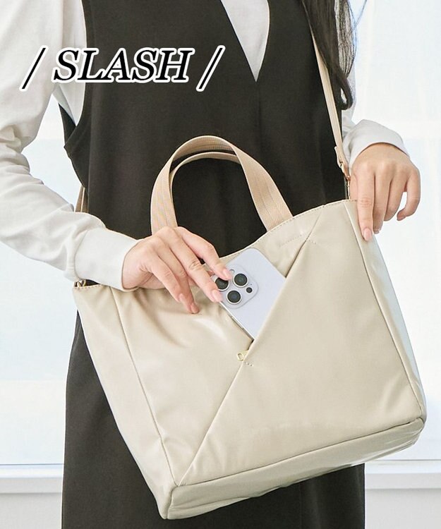 ROOTOTE 3665【ななめに走るポケットライン】LT.スクエア.スラッシュ-A 01：アイボリー