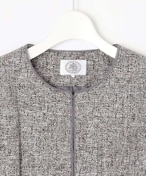 J.PRESS LADIES 【セットアップ対応】Light Tweed ノーカラー ジャケット ブラック系5