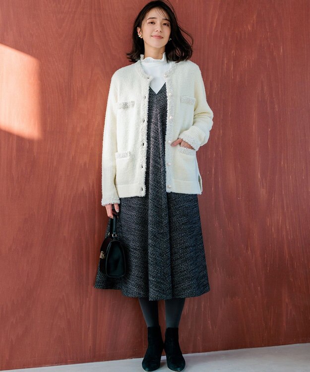 組曲 ツイードニット ジャケット アイボリー系