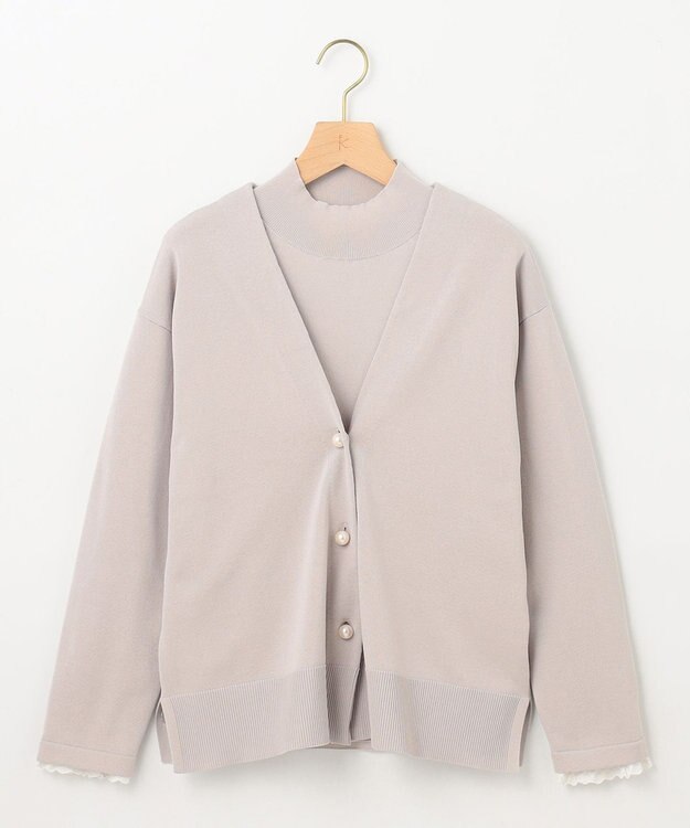 組曲 【2SET・WEB限定】パールボタン配色フリルツイン セット グレージュ系