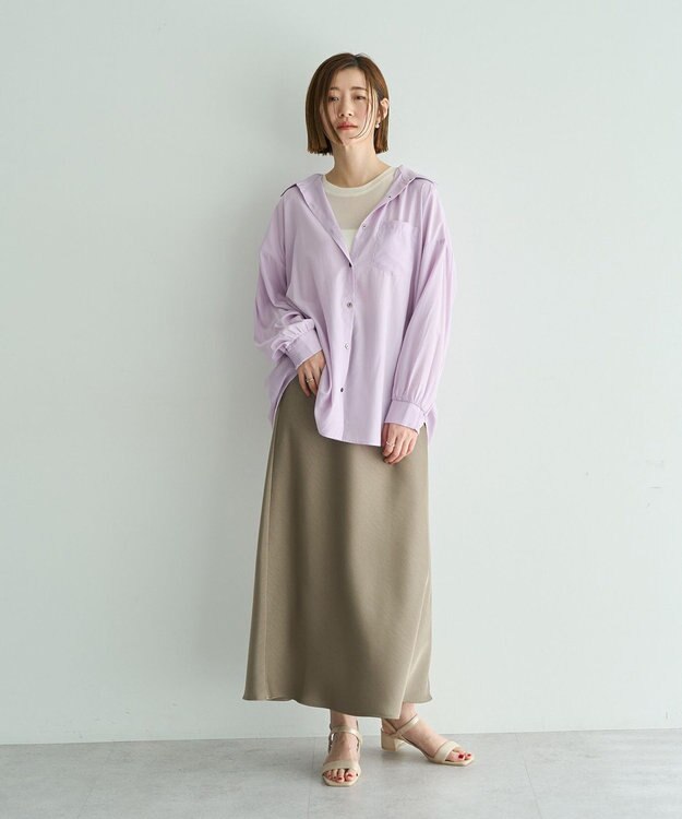 YECCA VECCA バックギャザーロングシャツ Lavender