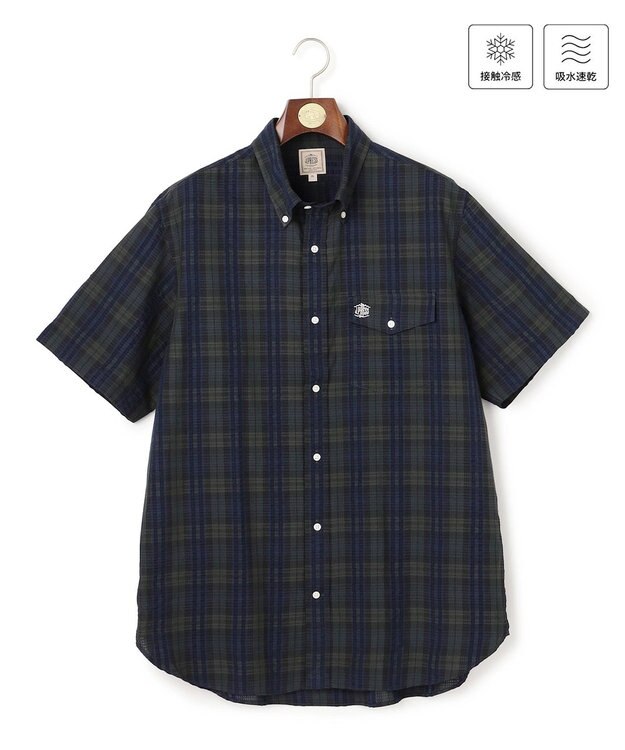 J.PRESS MEN 【KING SIZE 】【吸水速乾 / 接触冷感 / 高通気性】Aero Weave クールマックスサッカー チェック シャツ / B.D. ネイビー系3