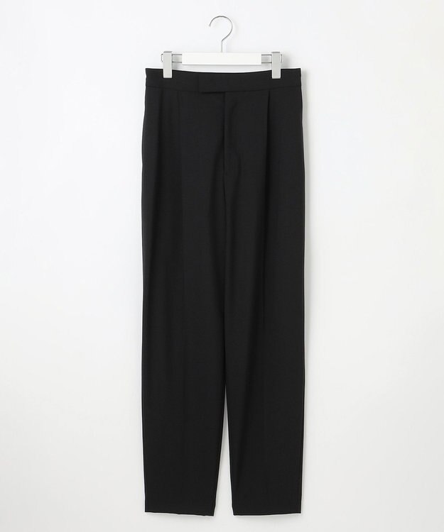 23区 【エステータ】ウールトロドライストレッチ タックテーパード パンツ ブラック