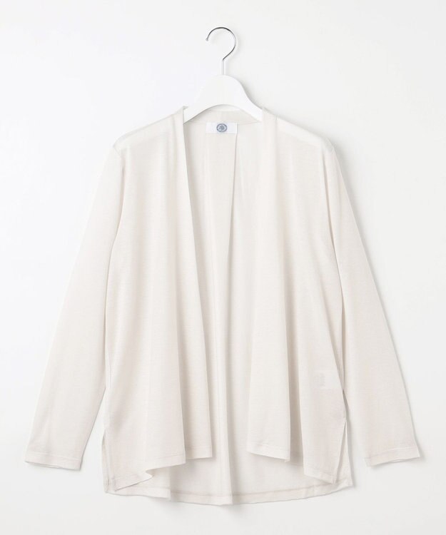 J.PRESS LADIES セルロースジャージー ミディ丈 カーディガン ライトグレー系