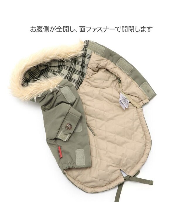 PET PARADISE スヌーピー 遠赤外線 暖ダン モッズコート 中型犬 大型犬 カーキ