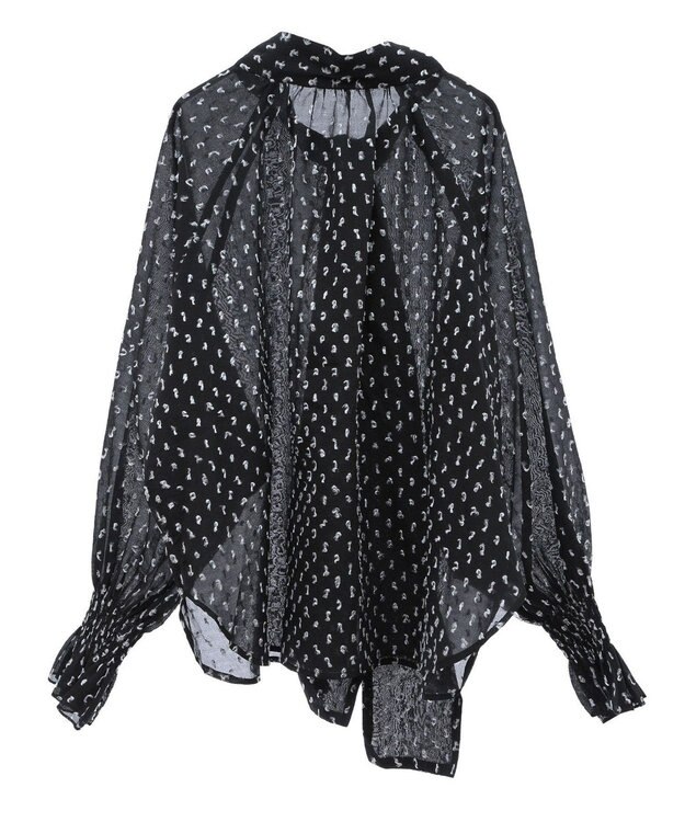 Green Parks ボウタイリボンブラウス Black