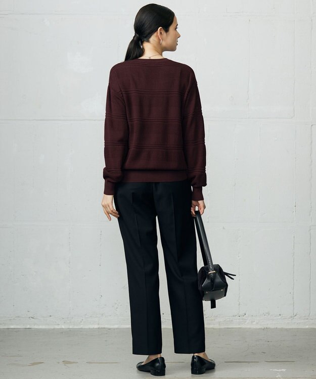 自由区 L ファインコットンウール ニット ボルドー