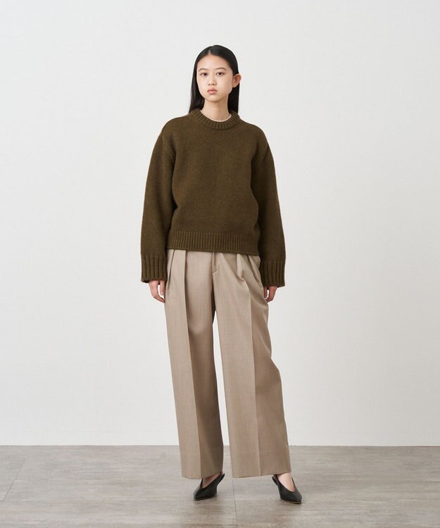 ATON YAK WOOL | モックネックセーター KHAKI