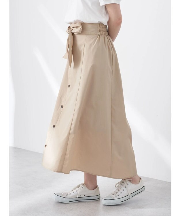 earth music&ecology ウエストリボンヘムスカート Beige