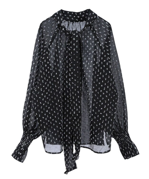 Green Parks ボウタイリボンブラウス Black