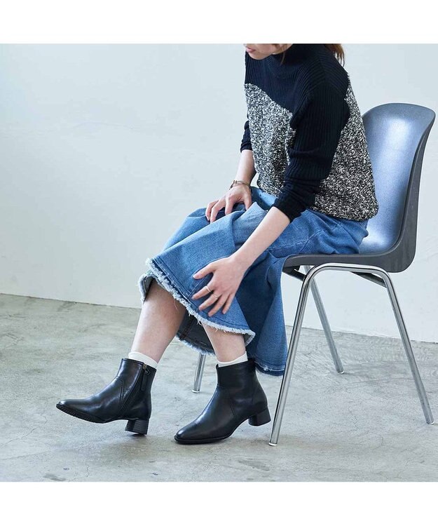 ing <ing>【WEB限定】スクエアトゥショートブーツ ブラック