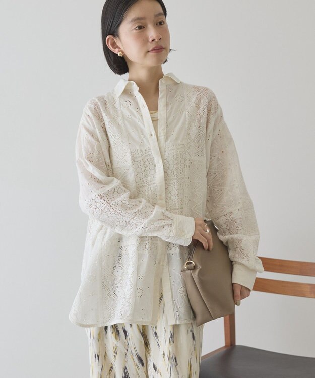 AMERICAN HOLIC レースパッチワークシャツ Off White