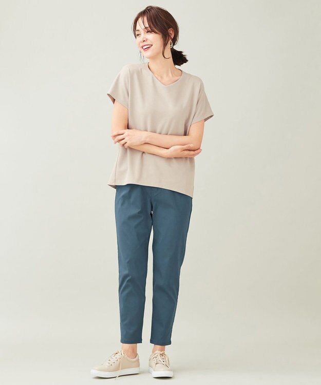 ANY 【ウエストゴム/ストレッチ/UVカット】大人の7daysデイリー パンツ ブルーグリーン