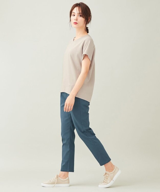 ANY 【ウエストゴム/ストレッチ/UVカット】大人の7daysデイリー パンツ ブルーグリーン