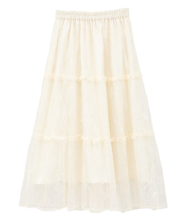 earth music&ecology レースフリルティアードスカート Ivory