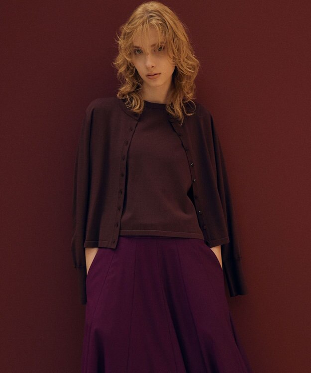 組曲 クルミボタン5分袖ニット ブラウン系