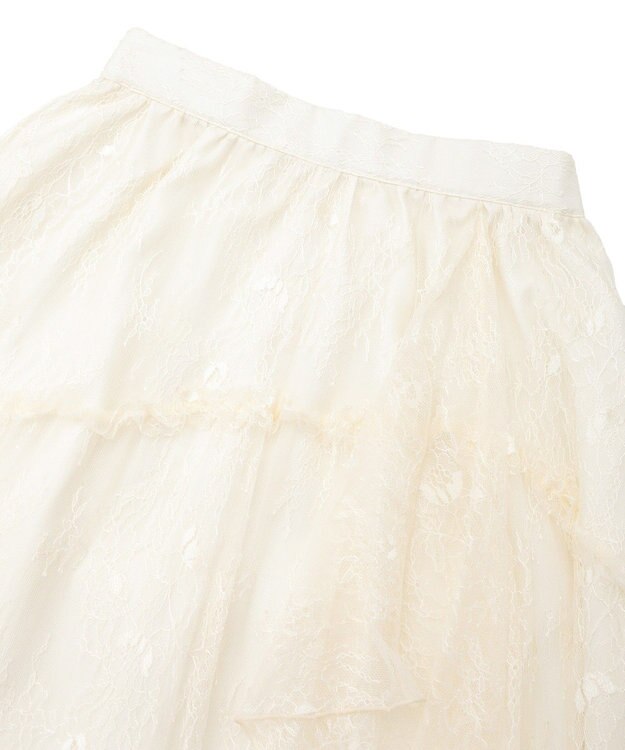 earth music&ecology レースフリルティアードスカート Ivory